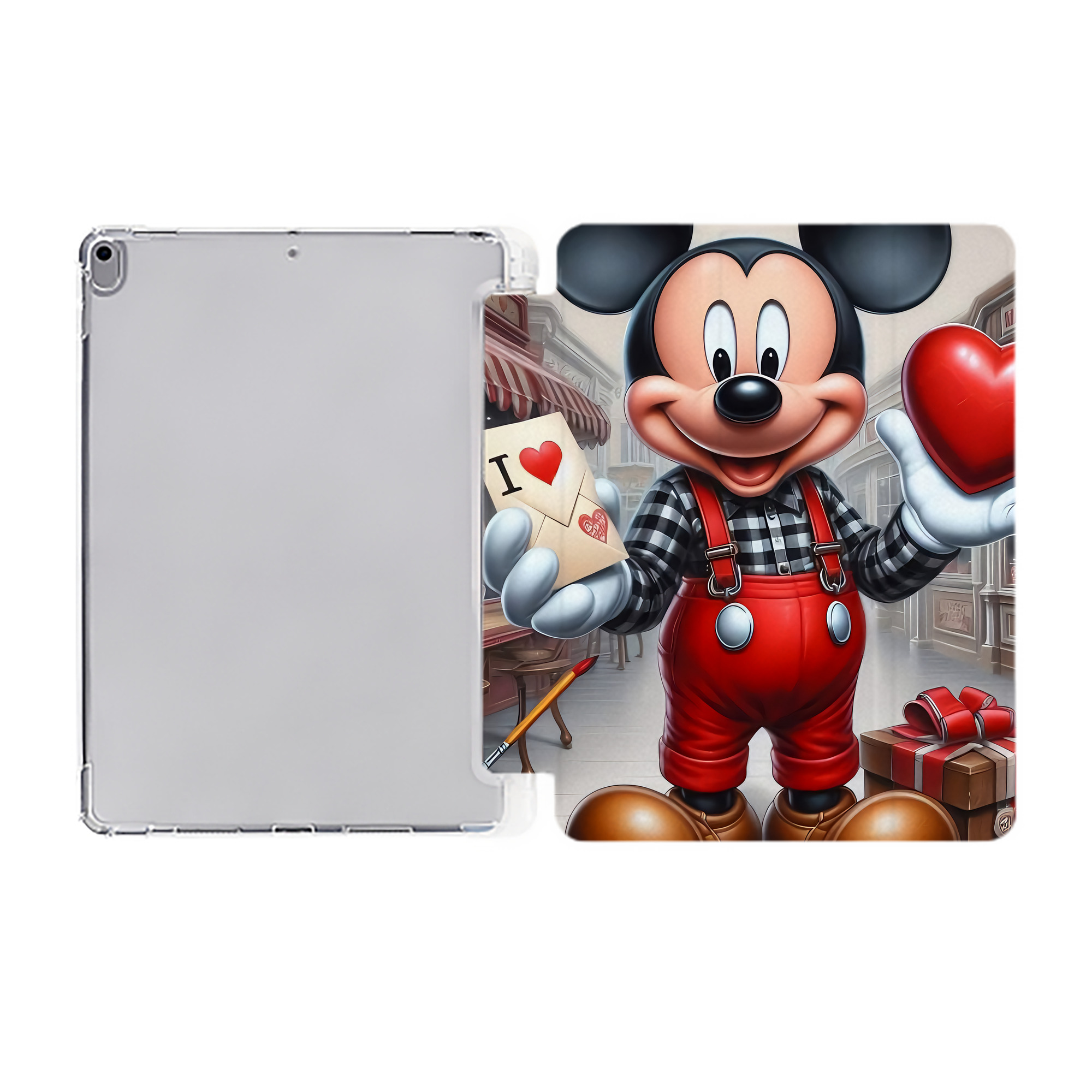 （画像用） ミッキーマウス Mickey Mouse IPad ケース ペン収納付き 三つ折りスタンド PUレザー×シリコン 対応機種9.5/10.5/10.9インチ